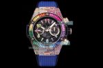 Swiss HUB1242 Hublot Replica Big Bang Watch Diamond Watch - Rose Gold Case Blue Band